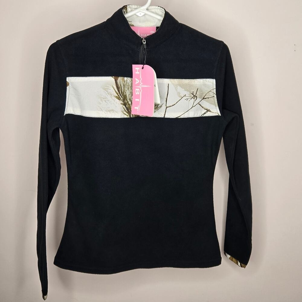 NWT Habit Black ¼ Zip Fleece Long Sleeve Pullover Size XS